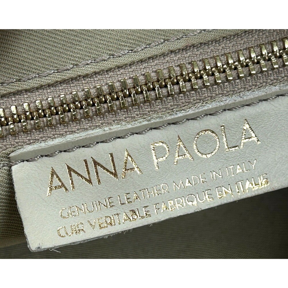 Anna Paola Italian Leather Woven Crossbody Purse Cream 11 X 7.5 - Picture 3 of 15